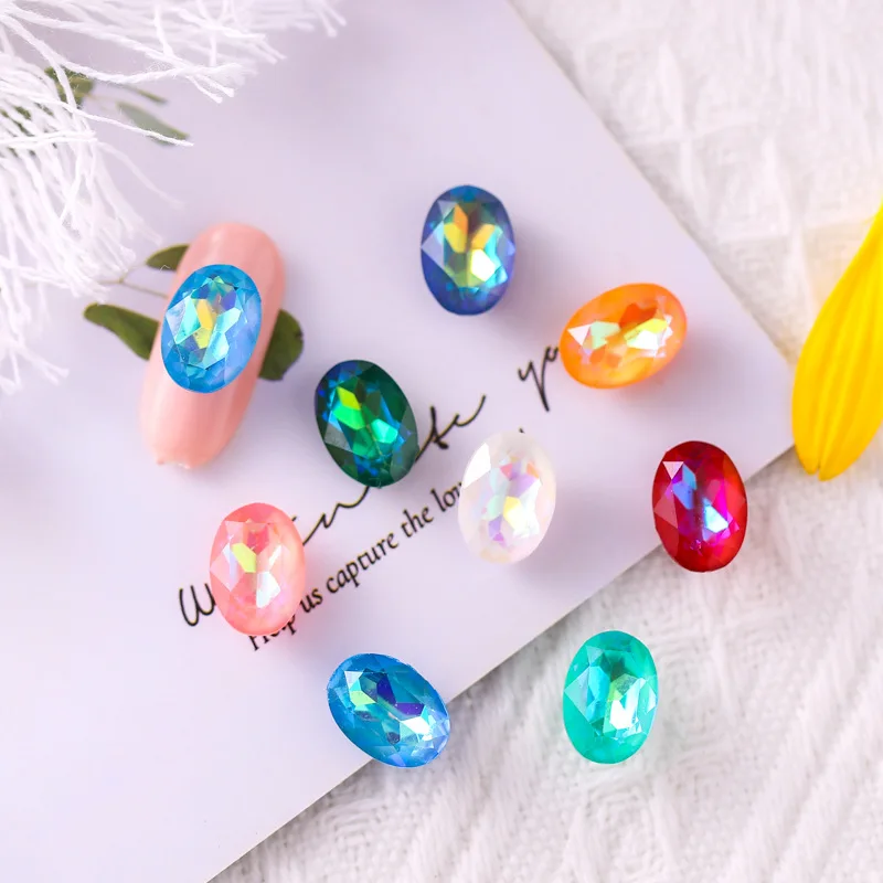 

20PC/set oval pointed bottom starry sky magic color nail drill color nail polish glue sequins nail rhinestones patch accessories