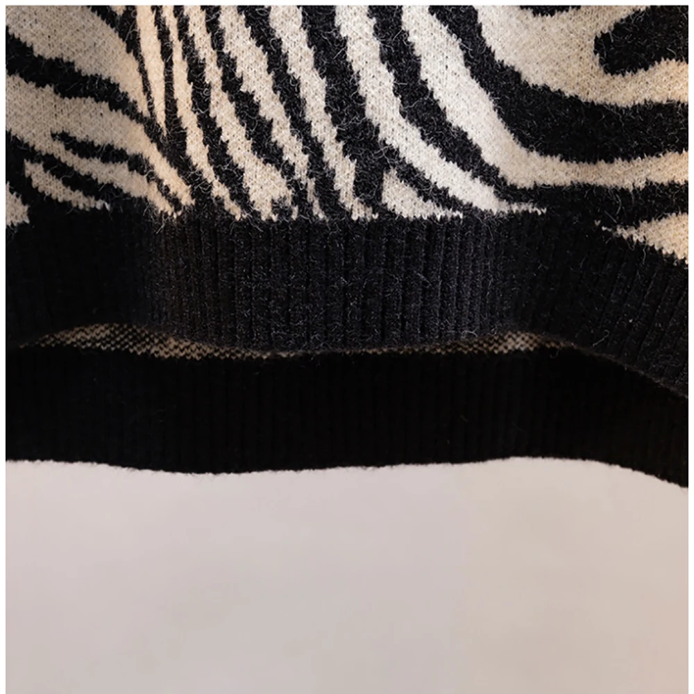 

Fashion Patchwork Sleeveless Leopard Zebra Brown Sweater Vest Casual Baggy Loose V-Neck Chalecos Para Mujer Autumn Knitted Vest