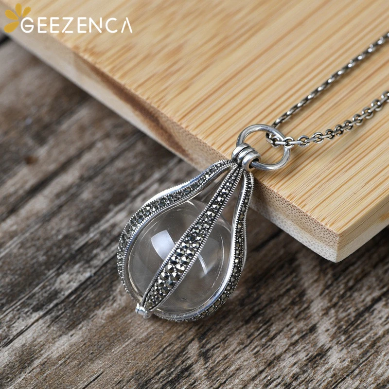 Кулон из тайского стерлингового серебра 925 пробы с хрустальным шариком