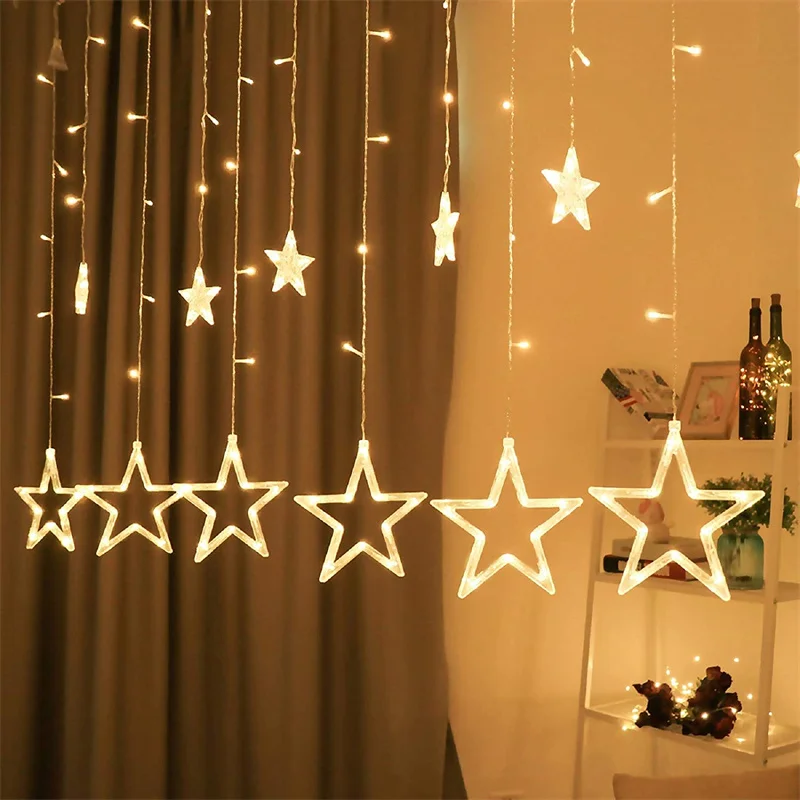 Star String Lights Led Garland Fairy Curtain Light Outdoor Indoor for Bedroom Home Party Holiday Wedding Ramadan Decor 2.5M |