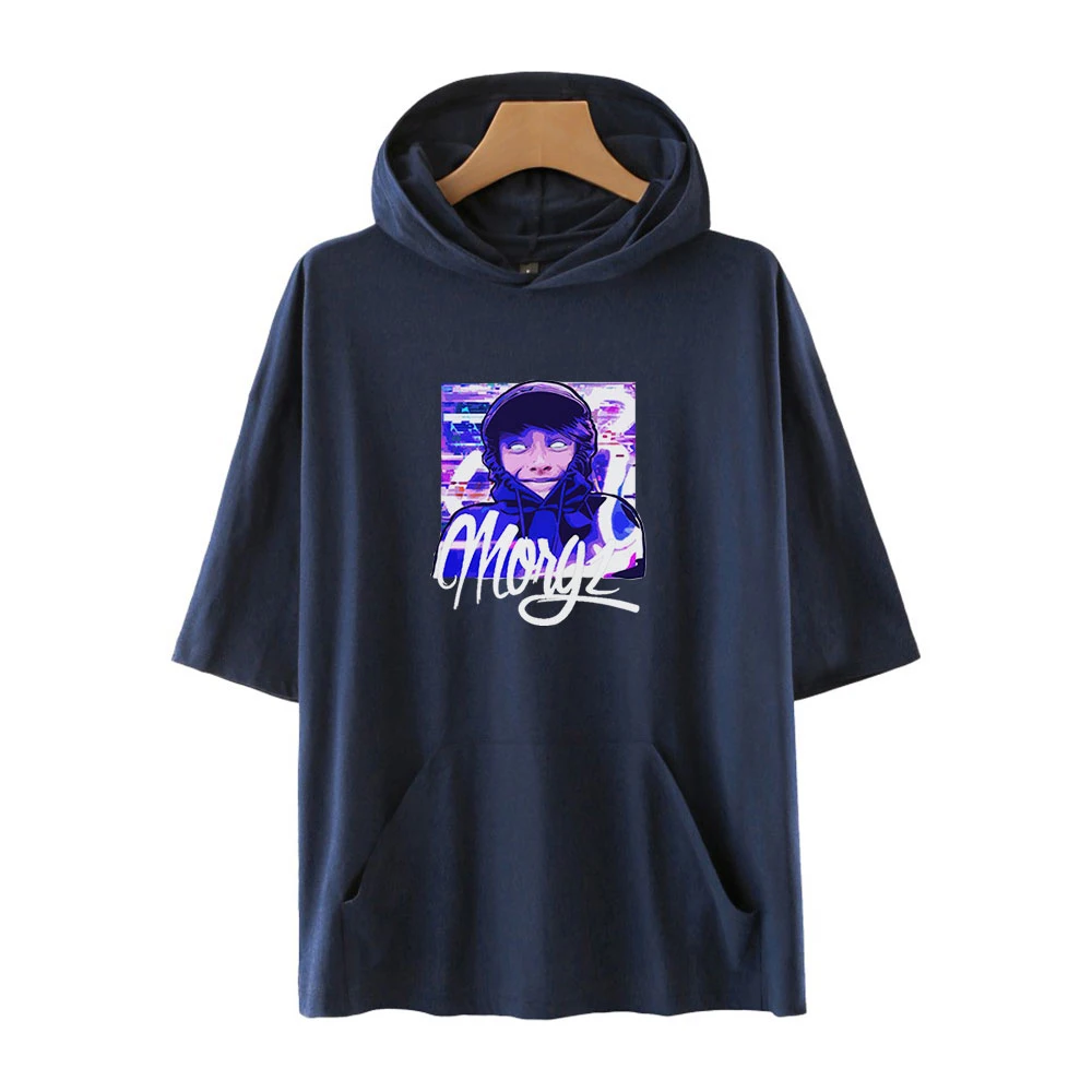 

WAWNI Morgz Short-Sleeved Hooded Sweatshirt Anime Volleyball Harajuku Hip-Hop Fashion Polyester Plus Cotton Harajuku Hoodie