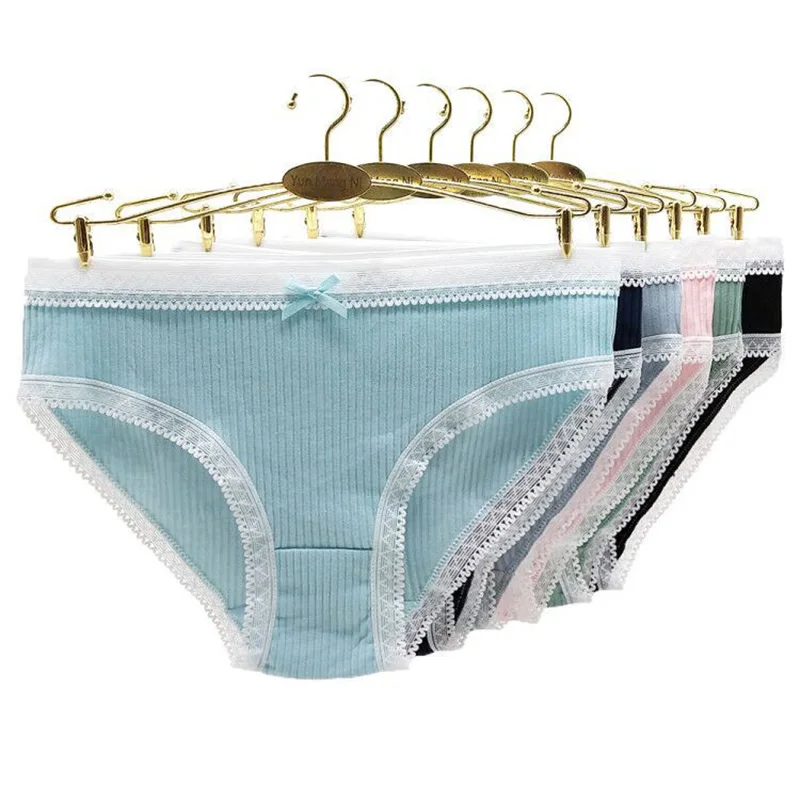 

12Pcs/Set Sexy Lingerie Panties For Woman Underwear Lace Side Breathable Girls Briefs New Autumn Female Women's Cotton Underpant