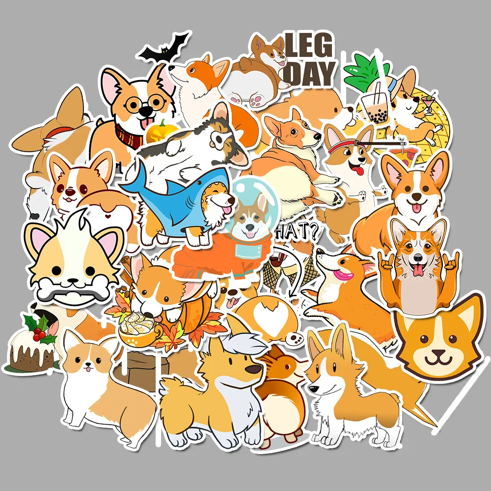 50 шт./компл. Мультяшные наклейки Corgi Pembroke милые животные собака для мото