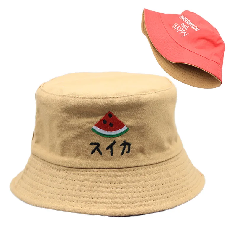 Панама хлопковая с фруктовым принтом женская двусторонняя Солнцезащитная