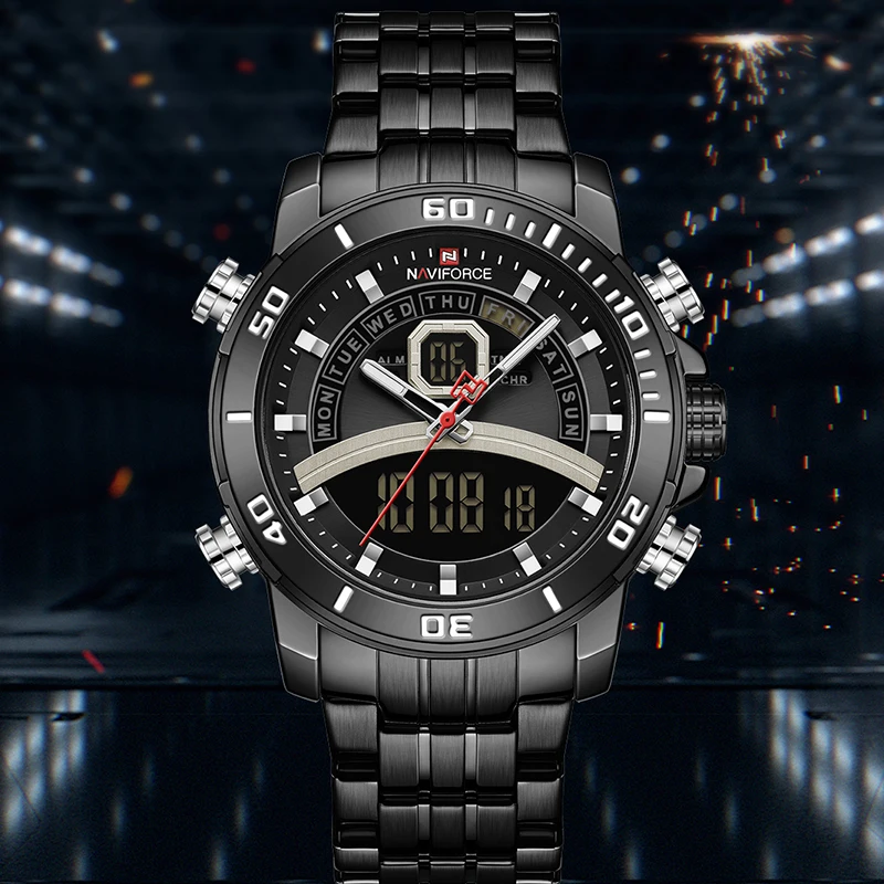 NAVIFORCE мужские часы люксовый бренд нержавеющая сталь ремешок спортивные цифровой