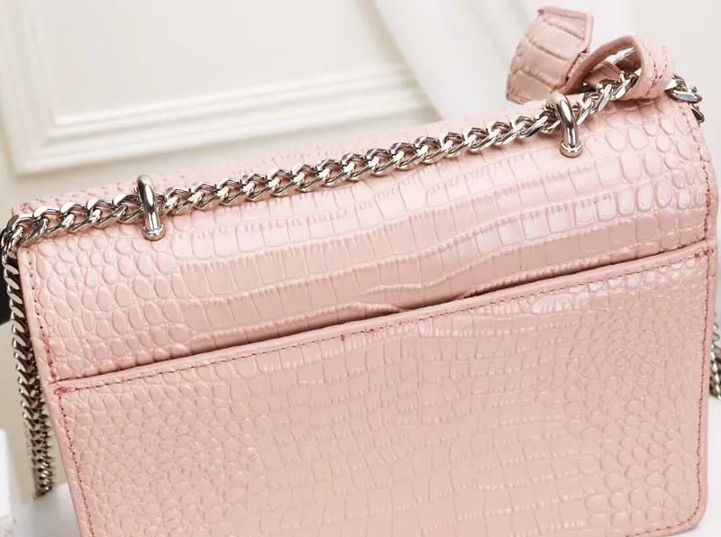 Pink silver chain Роскошные женские сумки, дизайнерские женские брендовые сумки на плечо с монограммой, высокое качество, натуральная кожа, Классическая любимая сумка - Цвет: Pink silver chain