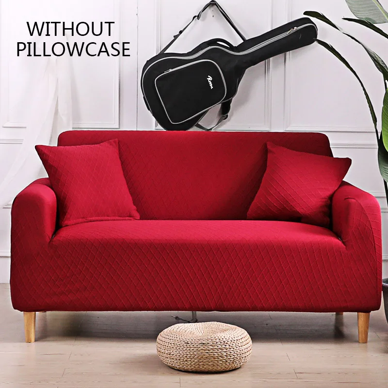 red sofa cover Одноцветные Угловые чехлы для диванов для гостиной, универсальные эластичные 3D клетчатые чехлы для диванов, Стрейчевые чехлы для диванов 1, 2, 3, 4, 1 шт - Цвет: red sofa cover