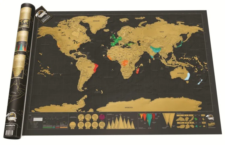 Карта мира, карта мира с царапинами, персонализированные дорожные наклейки на стену с царапинами для карты, комнаты, украшение для дома, рос... от AliExpress WW