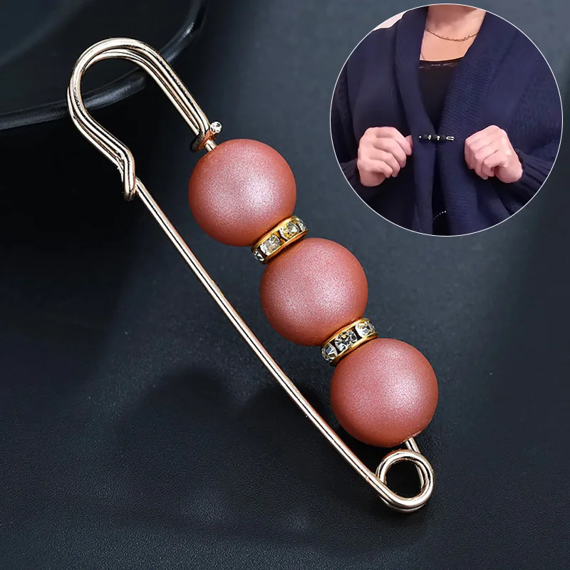 Брошь Стразы с имитацией жемчуга металлическая пряжка большие бусины безопасные