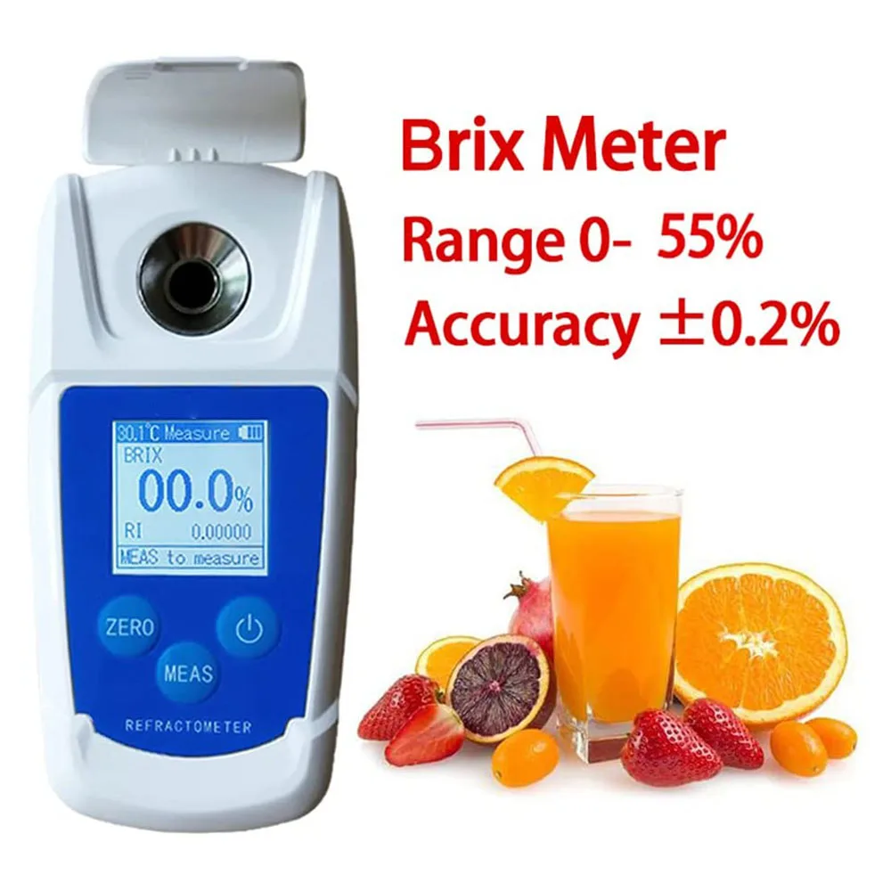

0-55% Digital Brix Refractometer Brix tester meter Fruit Juice Beverage Drinks Sugar Content Measuring Instrument Suger Meter