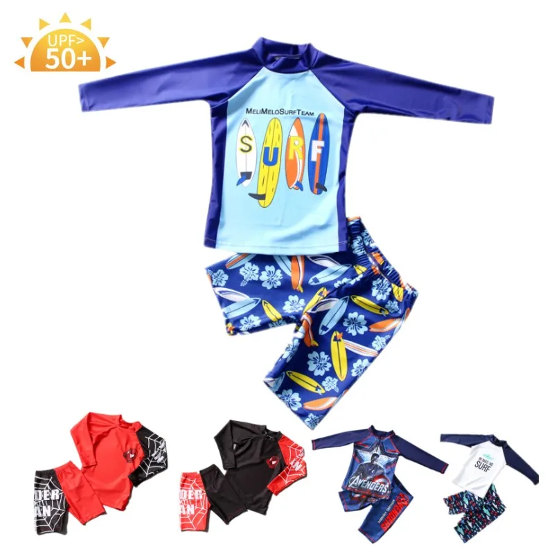 Детский мультяшный купальник Rashguard с акулами и рыбками детский пляжный купальный