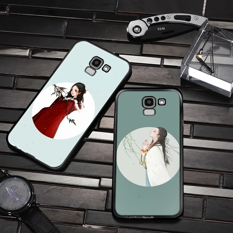 Beauty of Chinese ink painting for Samsung Galaxy j8 j7 j6 j5 j4 j3 j2 Core Prime Star Duo Plus 2018 2017 2016 Black Phone Case