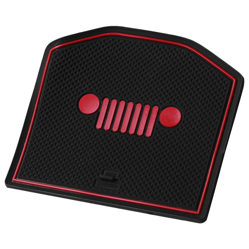 

Non-Slip Gate Slot Mats Latex Door Pad Cup Mat for Jeep Wrangler Jl 2018 2019 Interior Parts Accessories(Red)