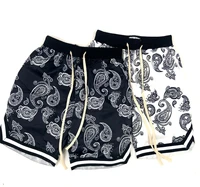 2021 harajuku streetwear shorts men bandana pattern fashion summer shorts hip hop casual bottoms elastic wais man casual pants