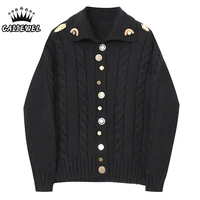 womens knitted cardigan sweater autumn winter black baggy korean fashion ladies tops long sleeve vintage button sweater coat