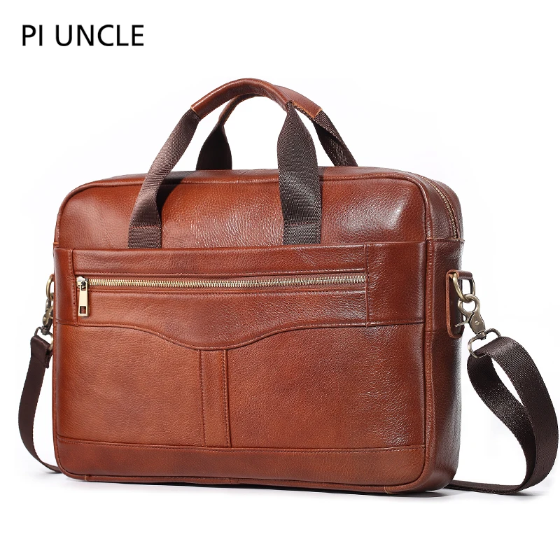 Брендовый мужской портфель из натуральной кожи деловая сумка для компьютера