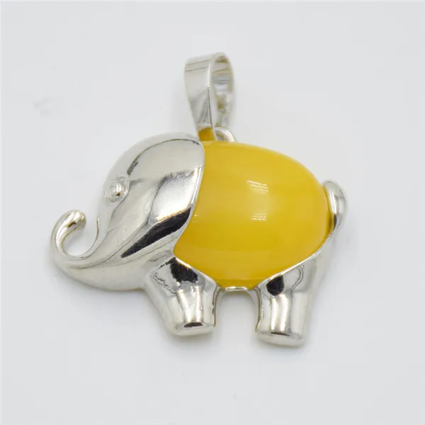 yellow jade Энергетические милые Подвески в виде слона, аметисты, розы, кварцы, кристалл, опал, Лапис, камень, ожерелье, подвеска для девочек, детские ювелирные изделия - Окраска металла: yellow jade