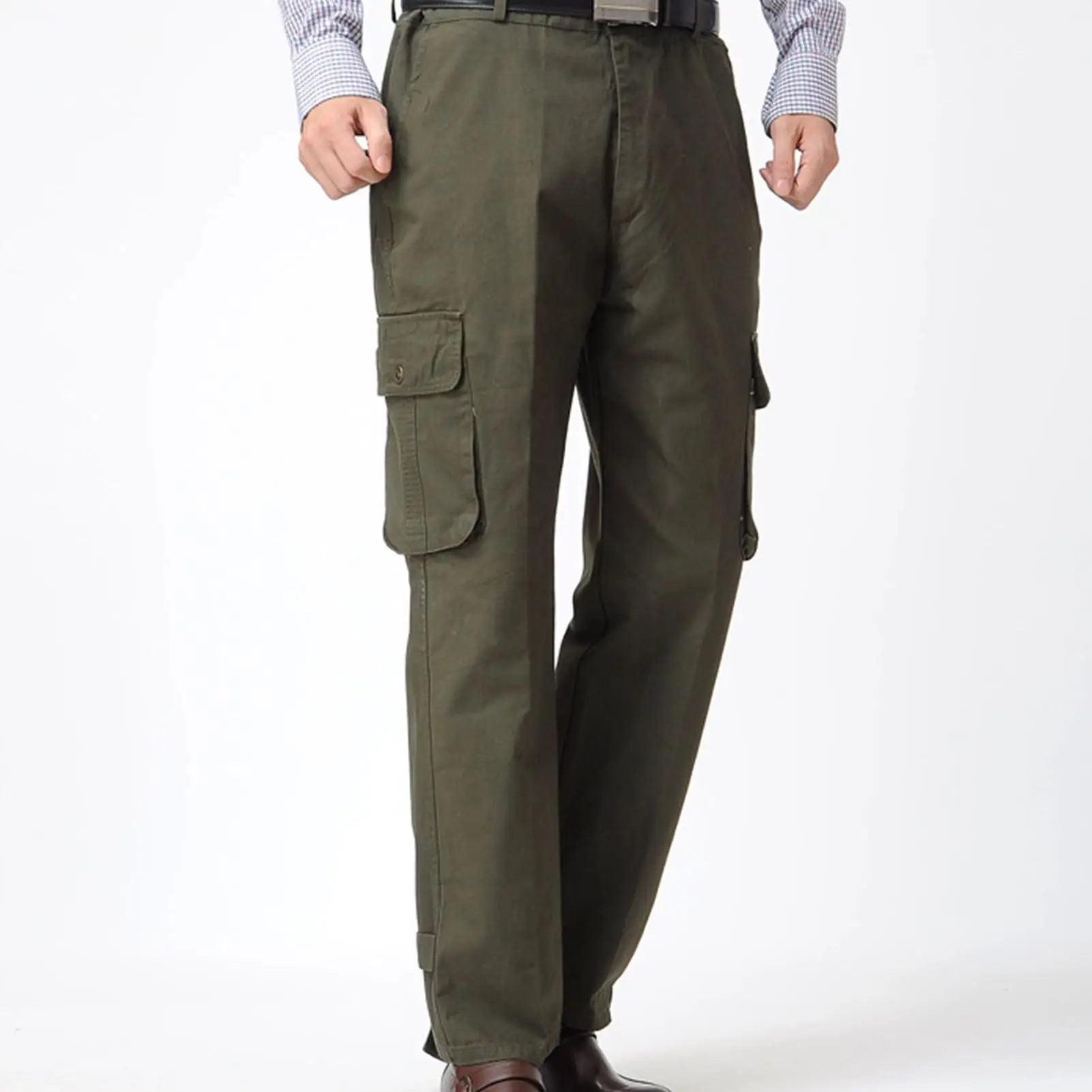 

Men Casual Pockets Button Zipper Long Straight Cargo Pants Outdoor Trousers