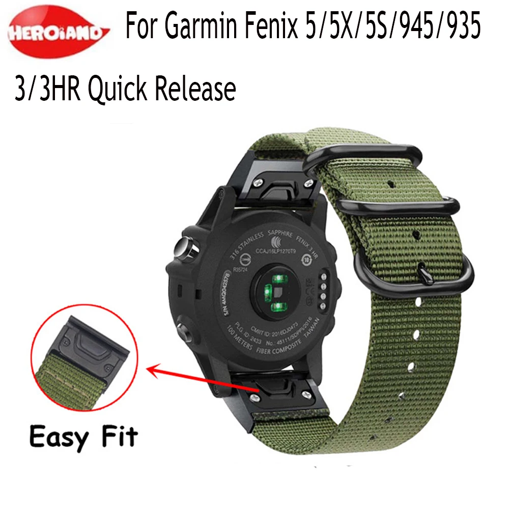 26 22 20 мм ремешок для часов Garmin Fenix 5X5 5S 3 3HR Plus Forerunner 935/945 часы Quick Release нейлон холст запястье