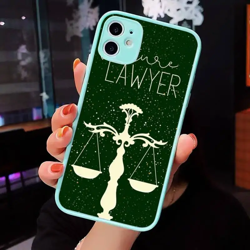 

Law Student Lawyer Judge Phone Case For iPhone 12 11 Mini Pro XR XS Max 7 8 Plus X Matte transparent blue Back Cover
