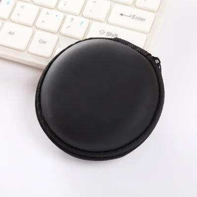 Круглая сумка для хранения на молнии Защитная наушников коробка данных usb кабель