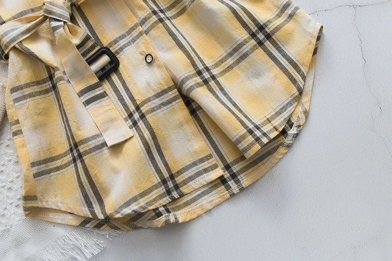 Подростковая модная Длинная блузка в клетку для маленьких девочек топы с