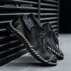 Кроссовки мужские WOLF WHO, натуральная кожа, дышащие, лоферы, без застежки, повседневная обувь для взрослых, большие размера плюс 38-50 W-015