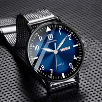 qingxiya ultra thin stainless steel mesh belt quartz wrist watch men business luminous watch mens fashion watches montre homme