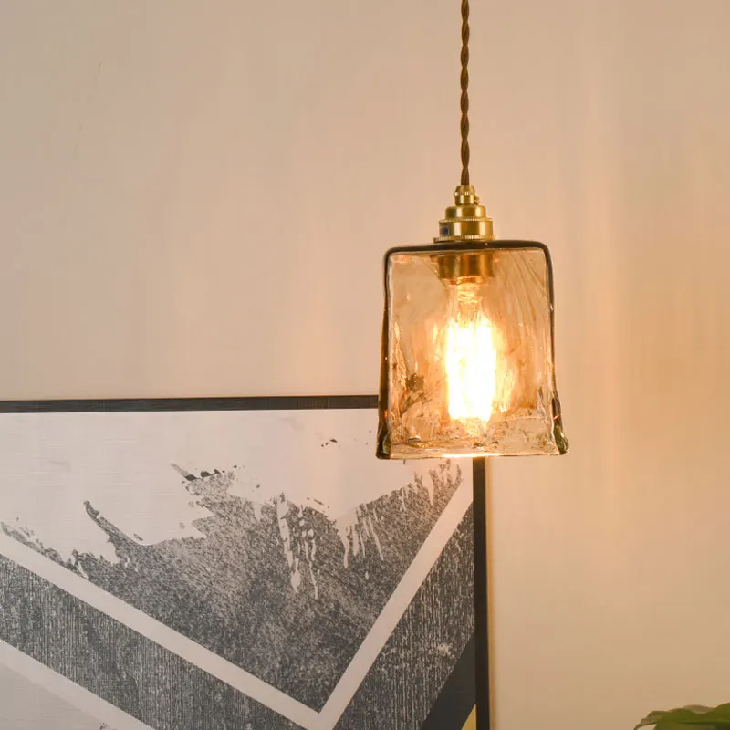 Винтажные подвессветильник светильники из золотого Витражного Стекла кухонные