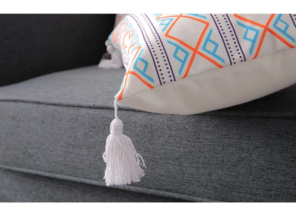 Геометрическая наволочка Подушка с кисточкой тканая Крышка для украшения дома