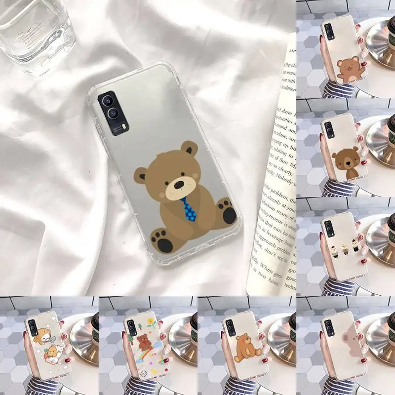 

Cartoon Bear Phone Case Transparent For Xiaomi Redmi note 3 9 7 4 8 8T 10 CC9E 11ULTRA T lite PLAY pro 4G 5G
