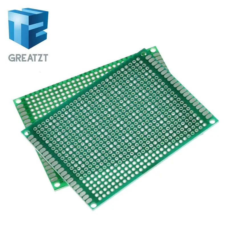 GREATZT 5PCS 6*8 6X8cm Double Side Prototype pcb Breadboard Universal Printed Circuit Board for Arduino 1.6mm 2.54mm Glass Fiber |