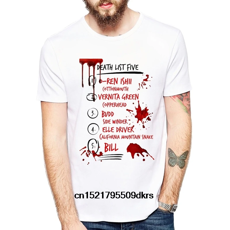 Мужская футболка с надписью Kill Bill Death List Five at Random забавная новинка для