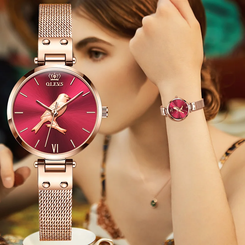 

The new OLEVS bird ultra thin waterproof ladies watch, birthday valentine gift watch ladies trend simple quartz watches6890