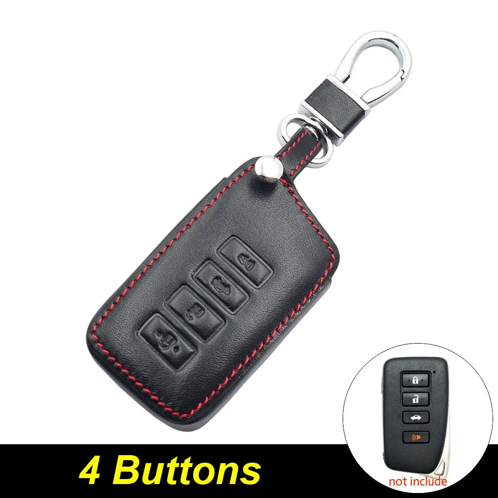 4 Buttons Кожаный чехол для автомобильных ключей, чехол для Lexus ES350 ES300h GS350 IS200T IS350 LX570 NX200 NX300 NX300h RC200t RX350 RX450h дистанционного Fob чехол сумка - Название цвета: 4 Buttons