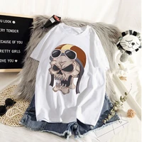 cute skulls printed short sleeve tshirt fashion summer ladies graphic clothing female t shirt women t shirt tee tops