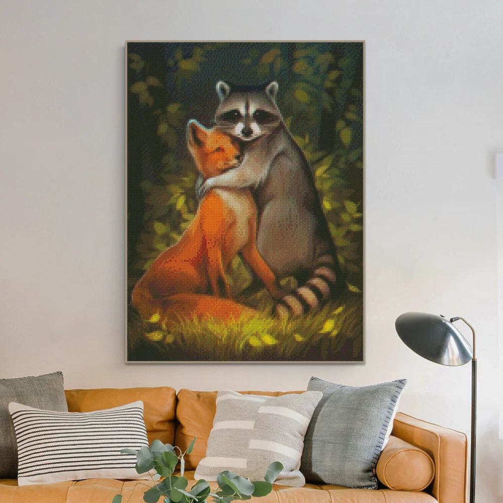 5D Diamond Painting Raccoon Cross Stitch Kit Full Drill Square Embroidery Mosaic Animal Picture Of Rhinestones DIY Gift | Дом и сад