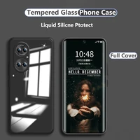 fashion liquid silicone tempered glass case for huawei p30 p40 pro plus p50 nova 7 se 8 mate 30 40 protective simplicity cases