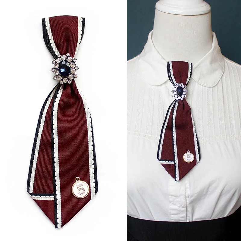 

High-end Handmade Rhinestone Bowtie Women's College Style Number 5 Bow Ties White Shirt Bank Hotel Necktie Clothing Accessories