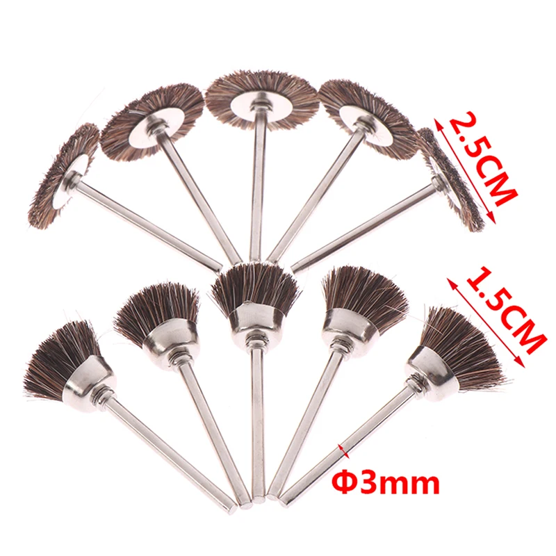 

5Pcs Hot 3mm Shank Flat Horsetail Bristle Brush Buffing Carving Wax Polishing Brush Wheel Polishing Tools New