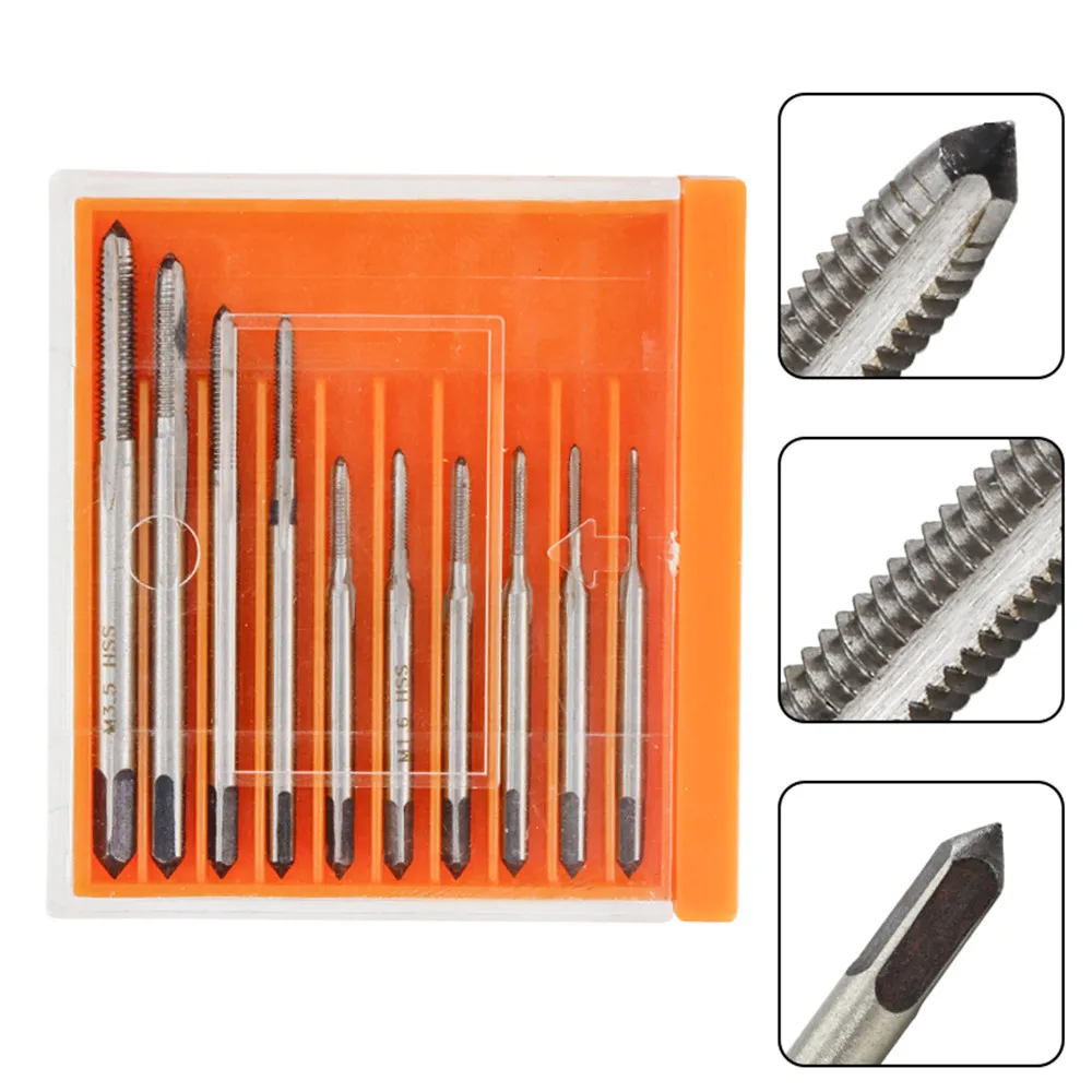 

10 Pcs M1 M1.2 M1.4 M1.6 M1.7 M1.8 M2 M2.5 M3 M3.5 Metric Thread Tap Set Straight Flute Machine Plug Tap Drill Set