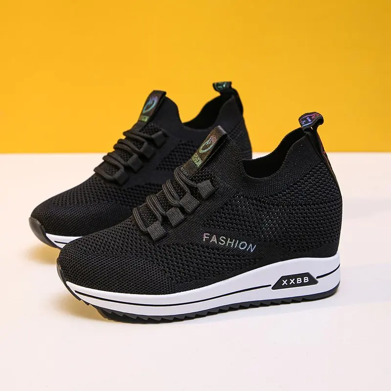 

FAKUNTN White Shoes Hidden Heel Women Casual Platform Sneakers Women Height Increase Wedges Shoes For Women zapatillas mujer