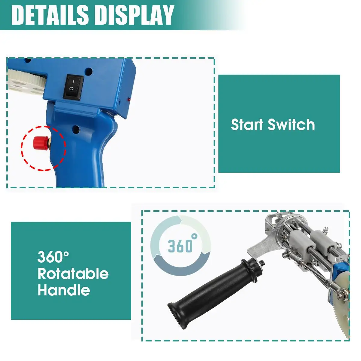 Pistola el&eacute;ctrica para alfombras, 2 en 1, 100W, para montar alfombras, flocado, ajustable, actualizaci&oacute;n-4