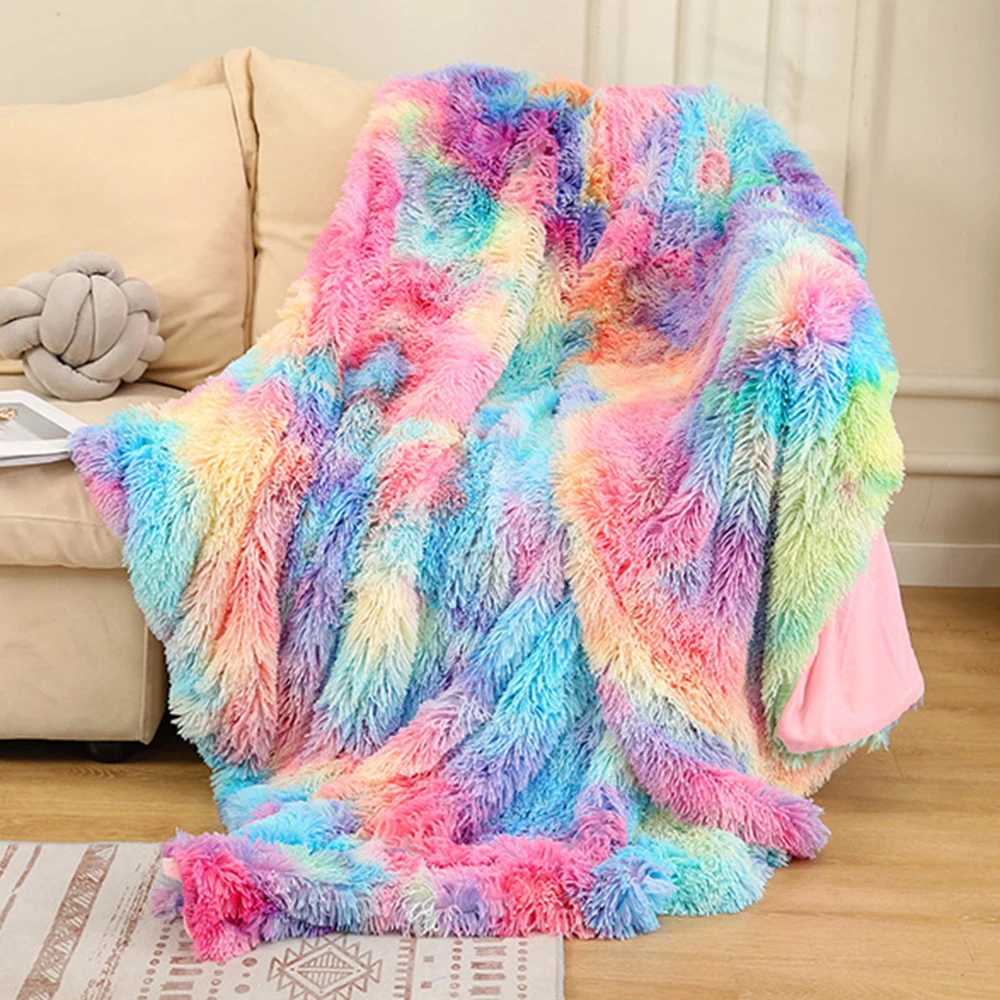 

Colour Super Soft Long Faux Fur Coral Fleece Blanket Warm Plush Cozy With Fluffy Sherpa Throw Blanket Bed Sofa Blankets Gift