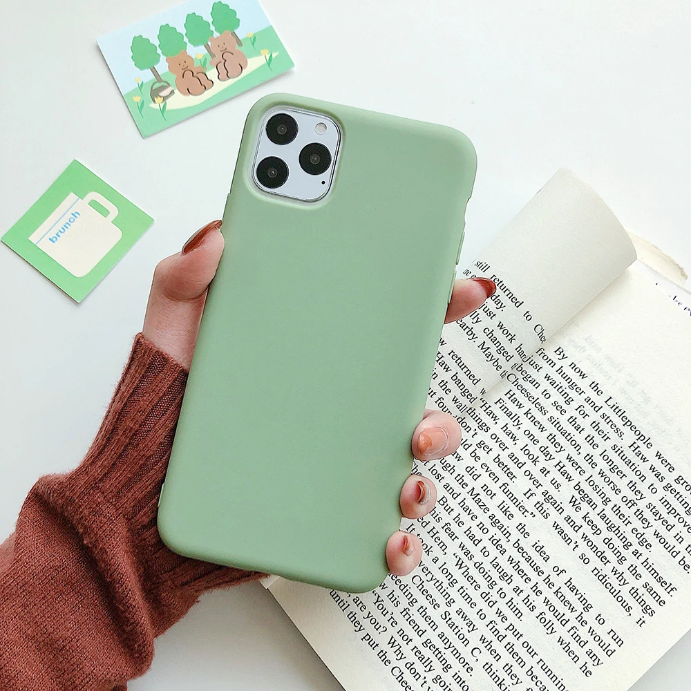 Однотонные силиконовые чехлы для iphone 11 11Pro Max для Apple 6 6S Plus X XS MAX XR 7 8 милый мягкий модный простой чехол для телефона