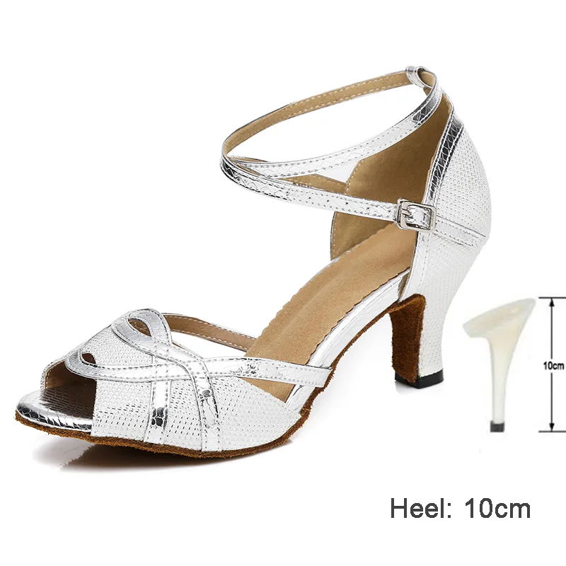 10cm heel Silver HROYL Для женщин Латинская танцевальная обувь для девушек и женщин; Для женщин Крытый Танго Танцы обувь 10/8. 5/7. 5/6/4,5 см каблуке; - Цвет: 10cm heel Silver