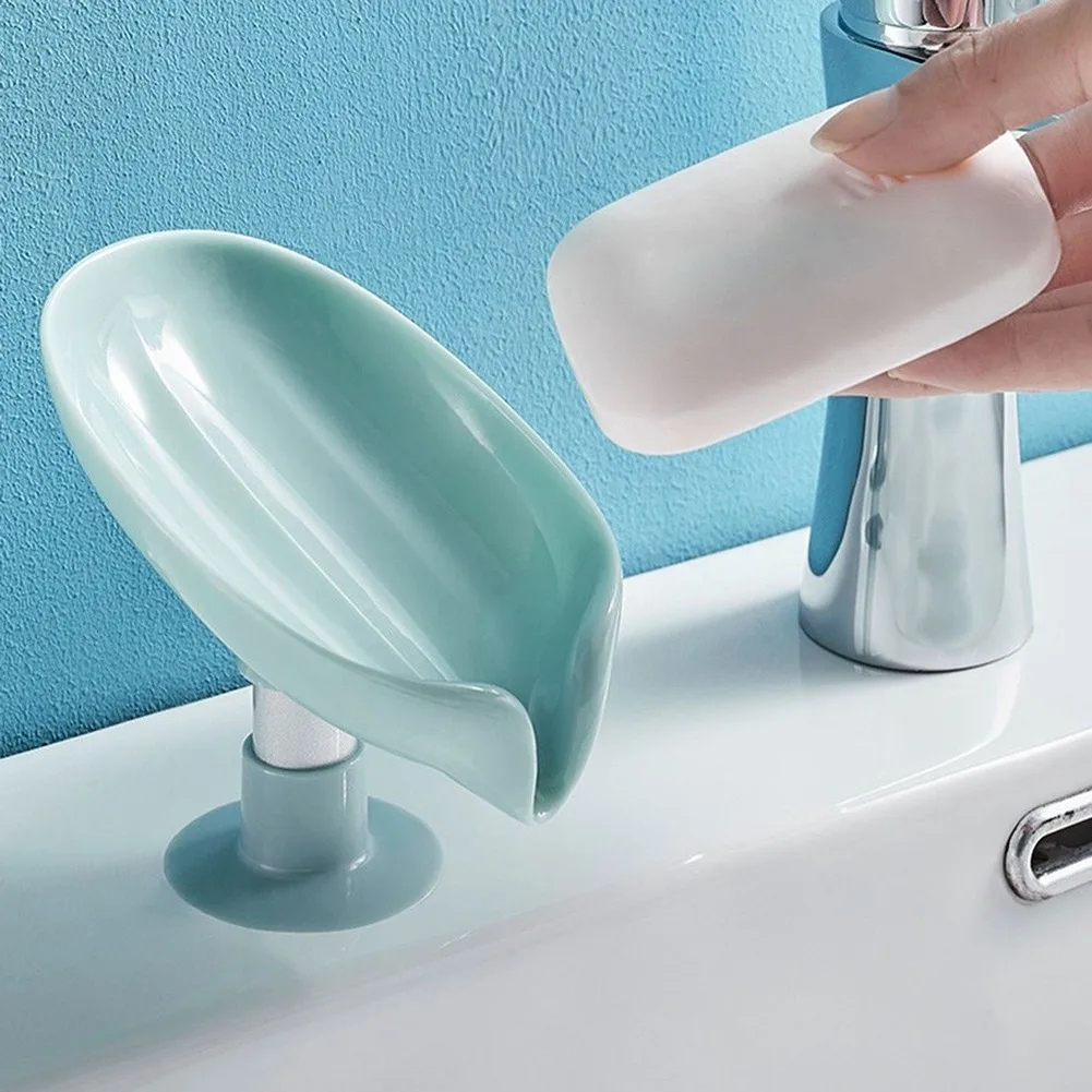 

Leaf Shape Sucker Soap Box Drain Soap Holder Box Bathroom Shower Soap Holder Sponge Storage Plate Tray Bathroom Supplies Gadge