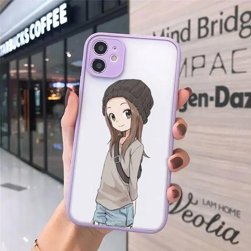 

Anime Teasing Master Takagi-san Phone Cases Matte transparent For Purple iPhone 12 Mini 11 Pro XR XS Max 7 8 Plus X Back Cover