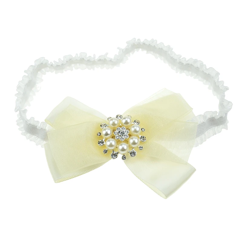 Блестящая жемчужина с бантом для маленьких девочек Повязка на голову дня