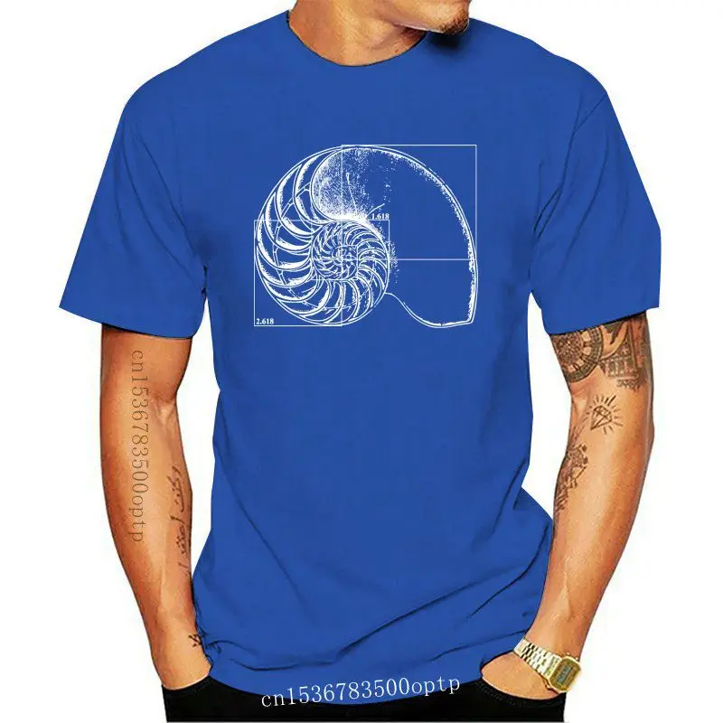 

Мужские футболки Fibonacci On A Nautilus Shell, повседневные футболки с короткими рукавами, математические футболки, одежда с круглым вырезом, футболка ...